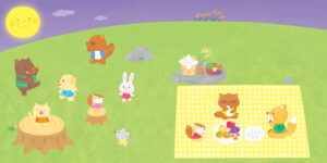 株式会社チャイルド本社 チャイルドブックぷう9月号　シールで遊ぼうみんなでおつきみイラスト