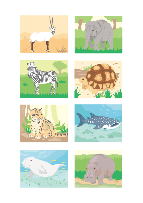 滅びゆく動物図鑑　2 乱獲でいなくなる動物たちイラスト