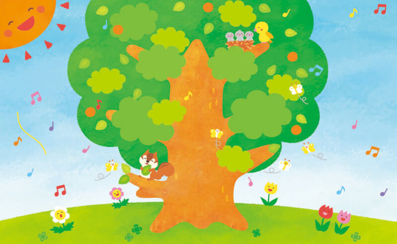 いないいないばあっ！3・4月号 はるのうたごえ　背景イラスト