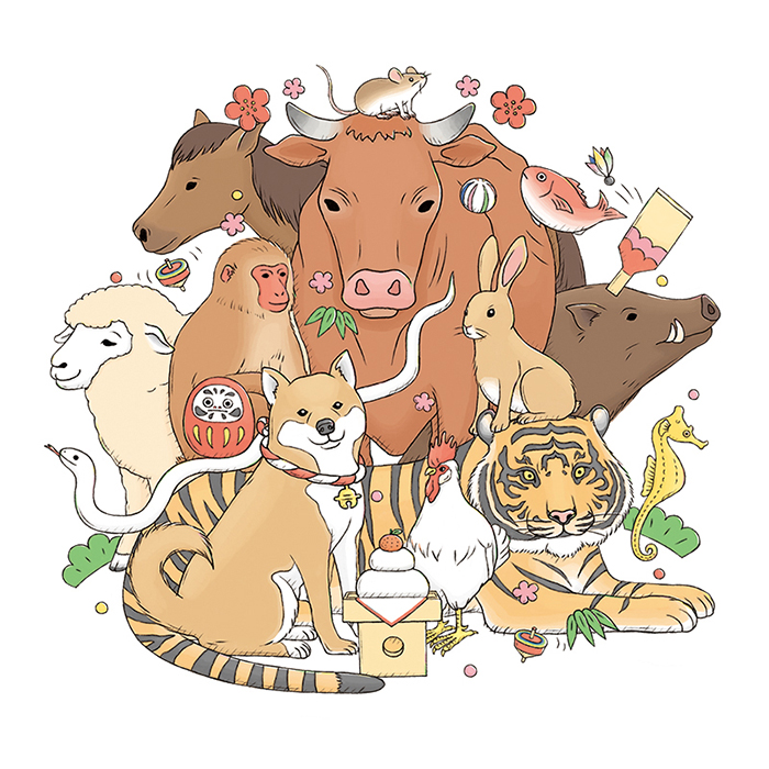 「ざんねんないきもの事典」お正月特集イラスト