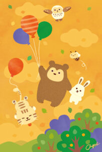 ポストカード ふうせんでたびにでる