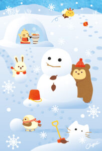 ポストカード ゆきだるまづくり