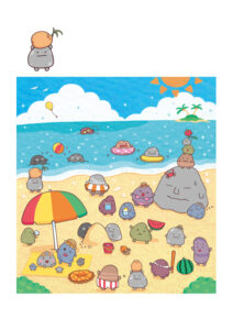 家族で遊ぼう 点つなぎひろば2015年8月号キャラ探しイラスト　石ころくん