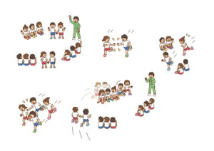 子どもの体力・運動能力がアップする体つくり運動＆トレ・ゲーム集低学年イラスト ページ抜粋